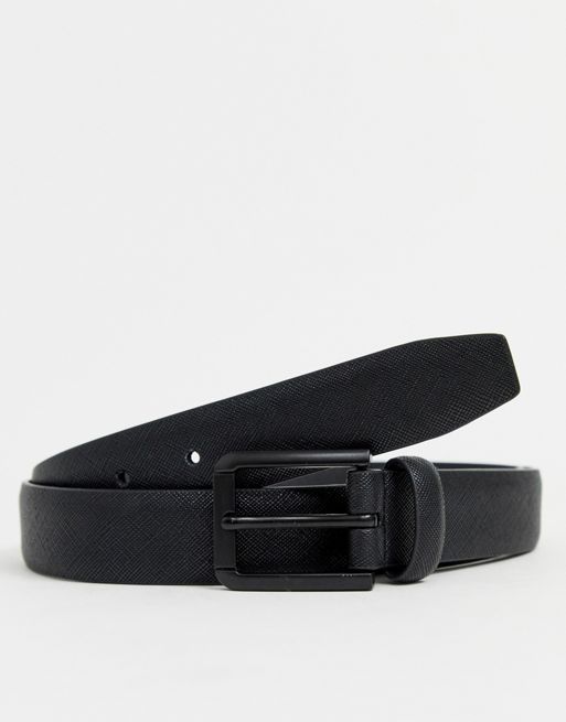 River Island faux leather belt in matte black | ASOS