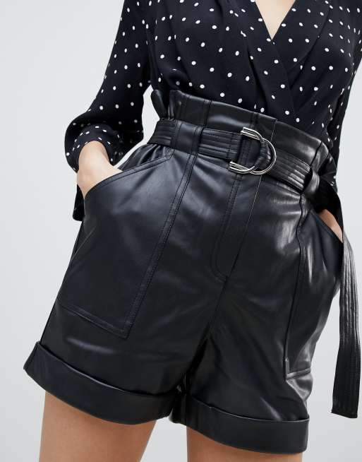 Black leather shorts river hot sale island