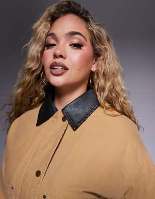 River Island Faux Leather Bomber Jacket In Neutral