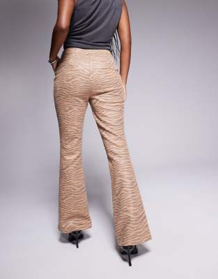River Island Faux Leather Bootleg Pants In Brown