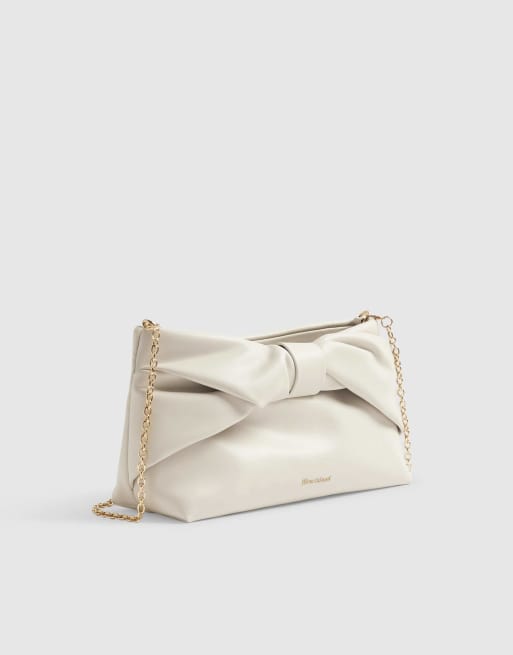 River Island Faux leather bow clutch bag in cream, 2 of 4