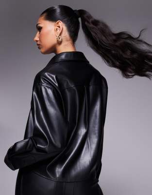 RIVER ISLAND FAUX LEATHER BOXY OVERSHIRT 