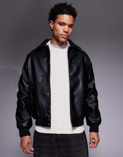 River Island faux leather button up jacket in black - view 1