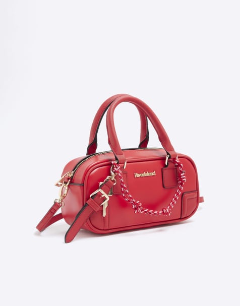 River Island Faux leather charm shoulder bag in red - view 1