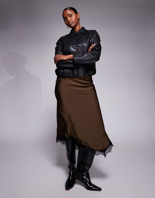 River Island faux leather collared bomber in black, 4 of 4