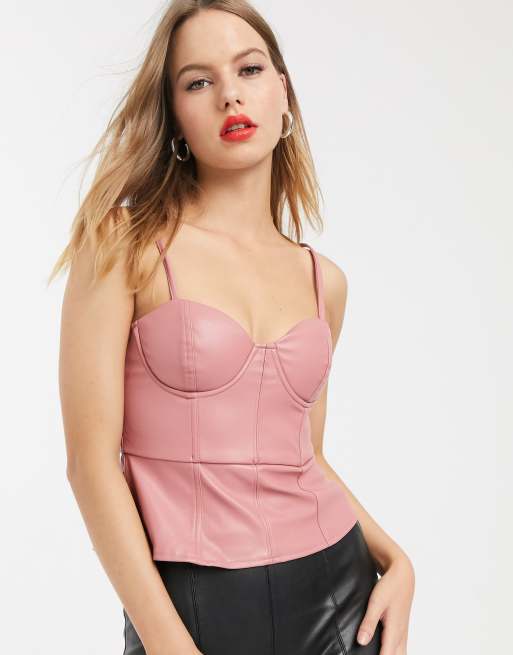 River Island corset crop top in pink