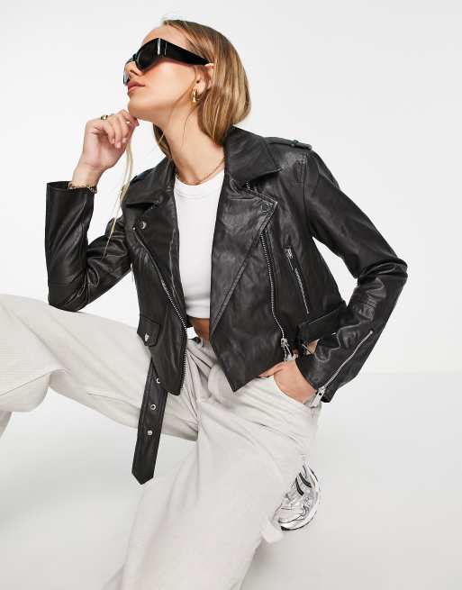 Asos river clearance island leather jacket