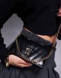 River Island faux leather crossbody bag in black