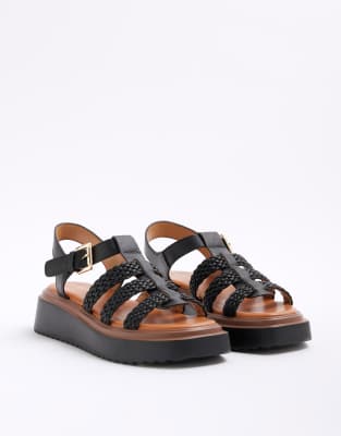  Faux leather flatform sandals 