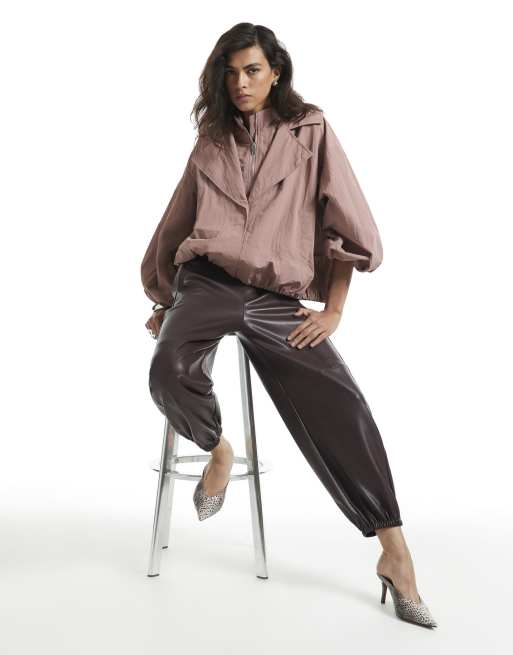 River Island Faux leather hareem trousers in purple, 2 of 4