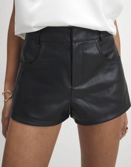 River Island Faux leather hotpant shorts in black, 2 of 4