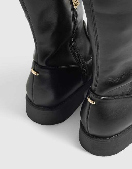 River Island Faux leather knee high boots in black, 3 of 4
