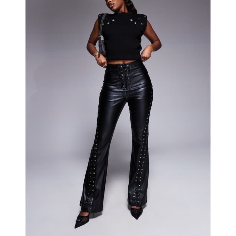 Flared Trousers Leather And Lace Pants Flared Trousers Leather 