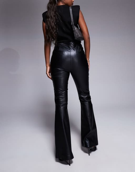 River Island faux leather lace up trouser in black, 3 of 5