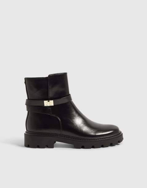 River Island Faux leather lock ankle chunky boots in black - view 1
