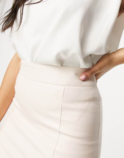 River Island faux leather midi pencil skirt in pink