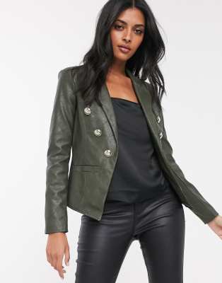 khaki leather blazer