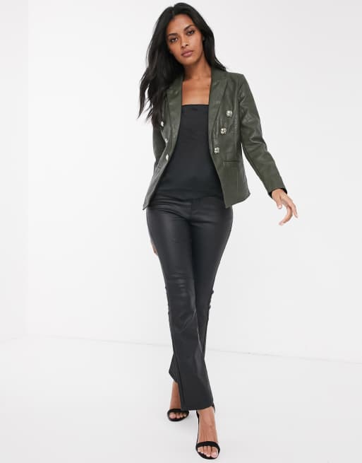 Leather best sale military blazer