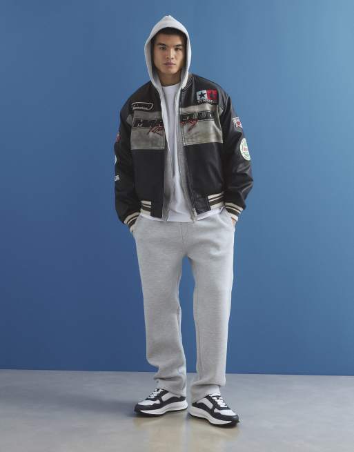 River Island Faux leather motocross bomber jacket in black, 3 of 4