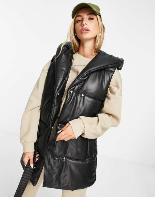 Faux leather 2025 gilet womens