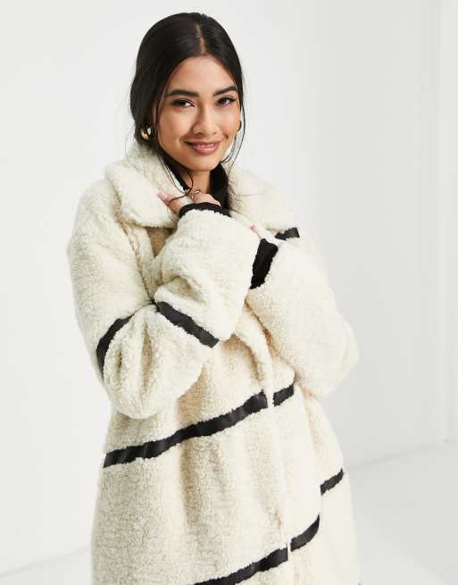 River island borg coat online