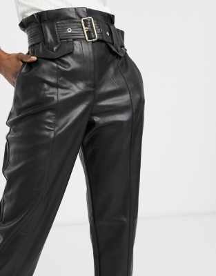 River island leather paperbag on sale trousers