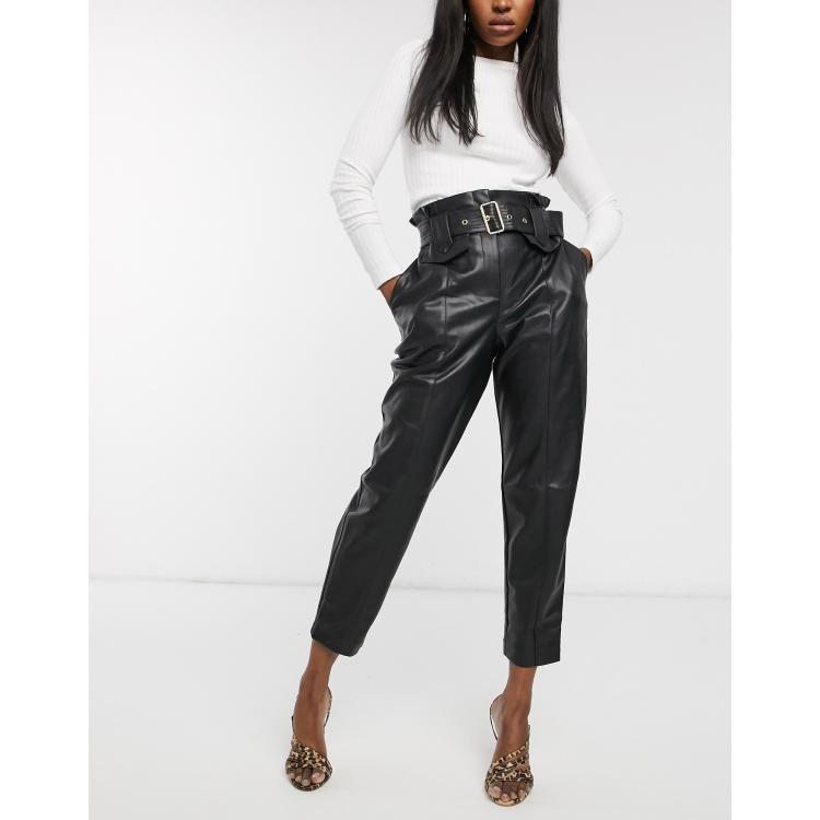 Paper bag clearance leather look trousers