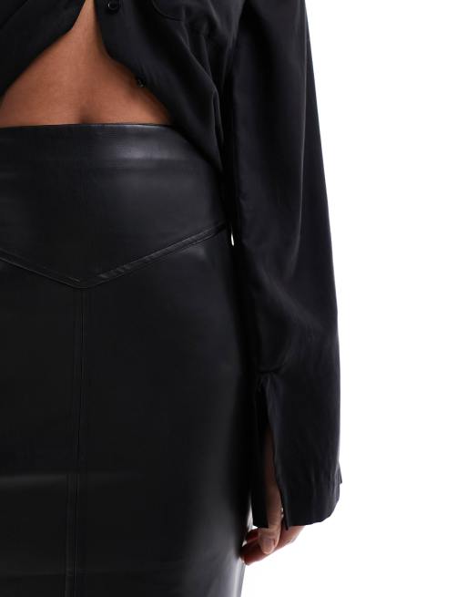 Black leather pencil skirt asos best sale