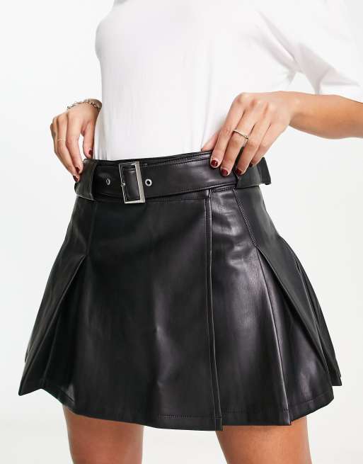 Leather pleated 2025 skirt river island