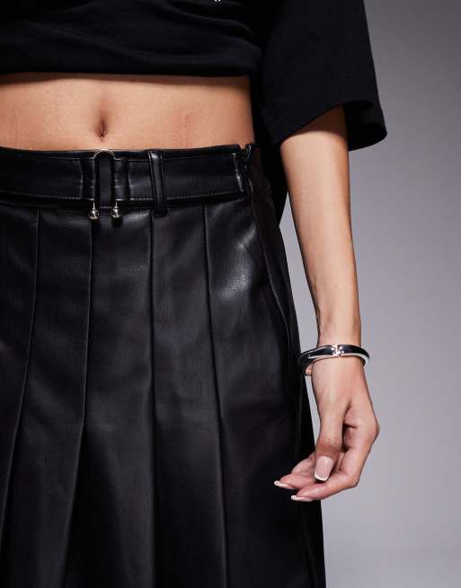 Pleated leather skirt asos best sale