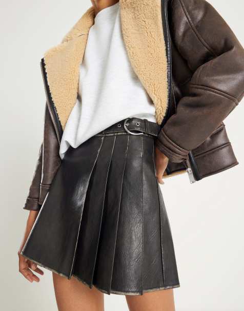 River Island Faux leather pleated mini skirt in black - view 1