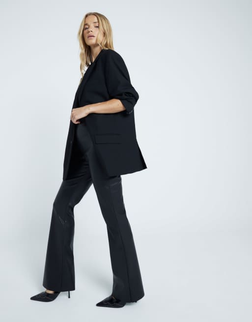 River Island Pull On Faux Leather Pants Brown Faux Leather Pocket