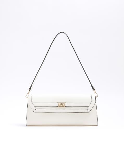 River Island Faux leather ri clutch bag in cream - view 1