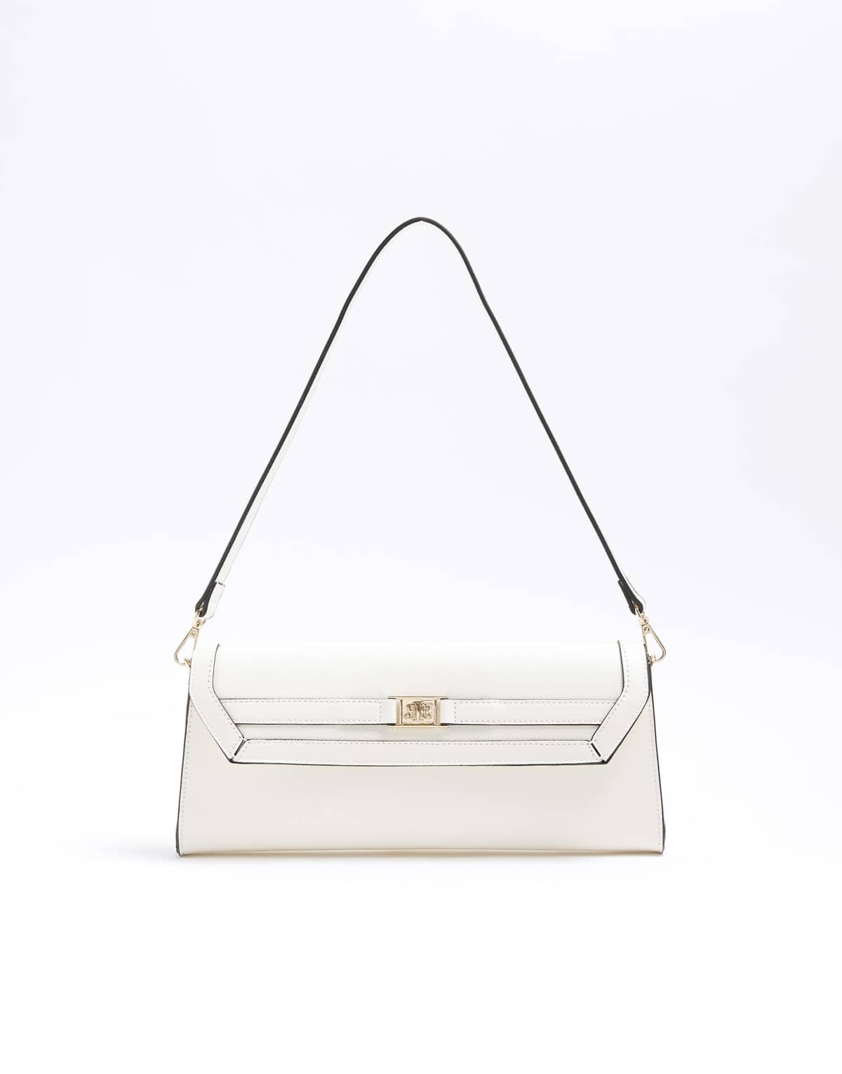 River Island Faux leather ri clutch bag in cream