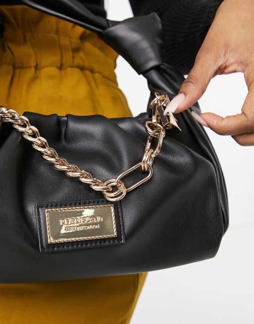 Black leather discount handbags river island