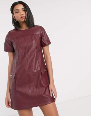 faux leather shift dress