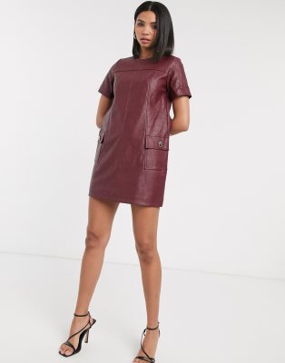 red leather dress river island