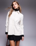 [River Island] River Island faux leather shirt in cream-White 6 CREAM