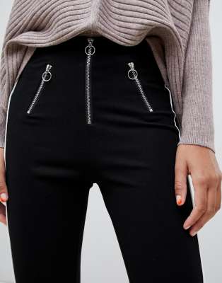 black pants with leather stripe on side