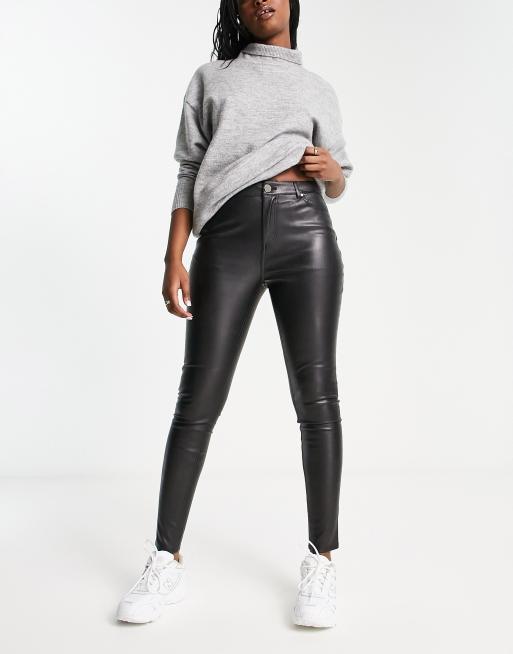 River Island high waist matt coated legging in black