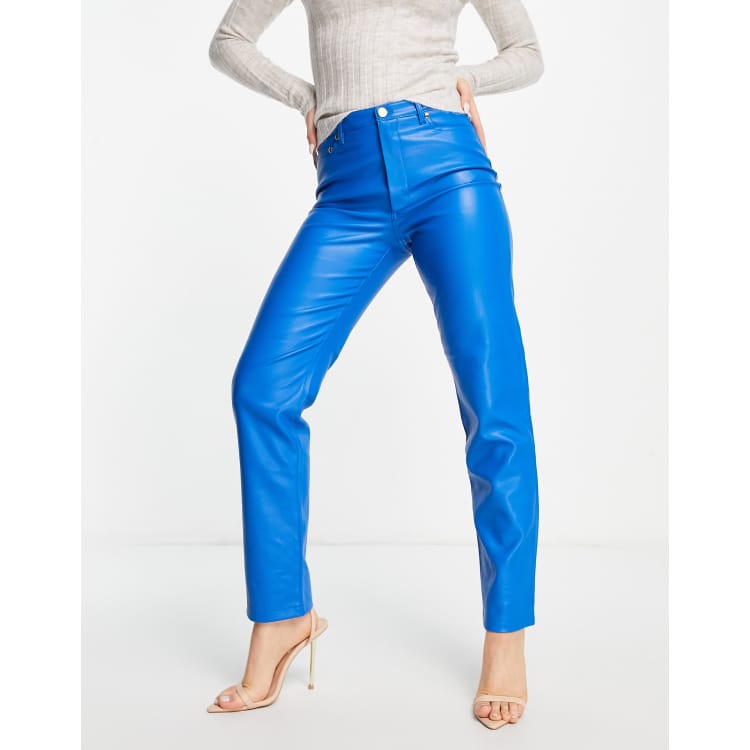 Navy faux deals leather trousers