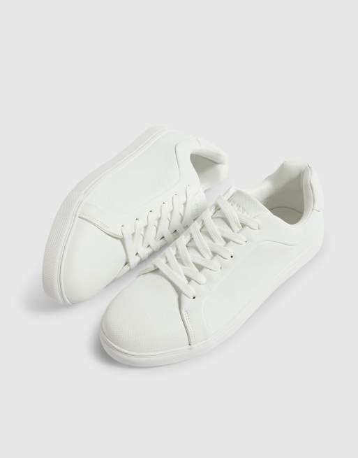 River Island Faux leather textured trainers in white, 3 of 4