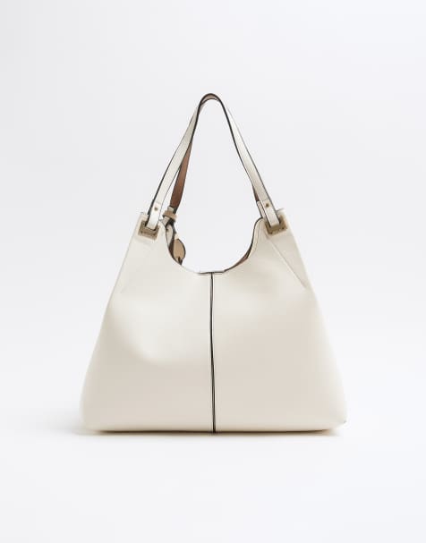 River Island Faux leather tote bag in cream - view 1