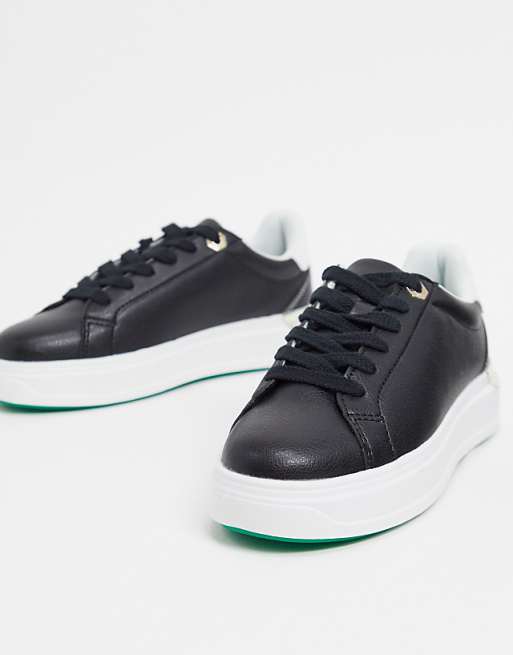 River Island faux leather trainer in black | ASOS