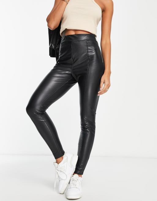 Biker Zip Detail Faux Leather Pu Leggings