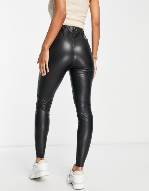 River Island faux leather zip detail skinny trouser legging in black