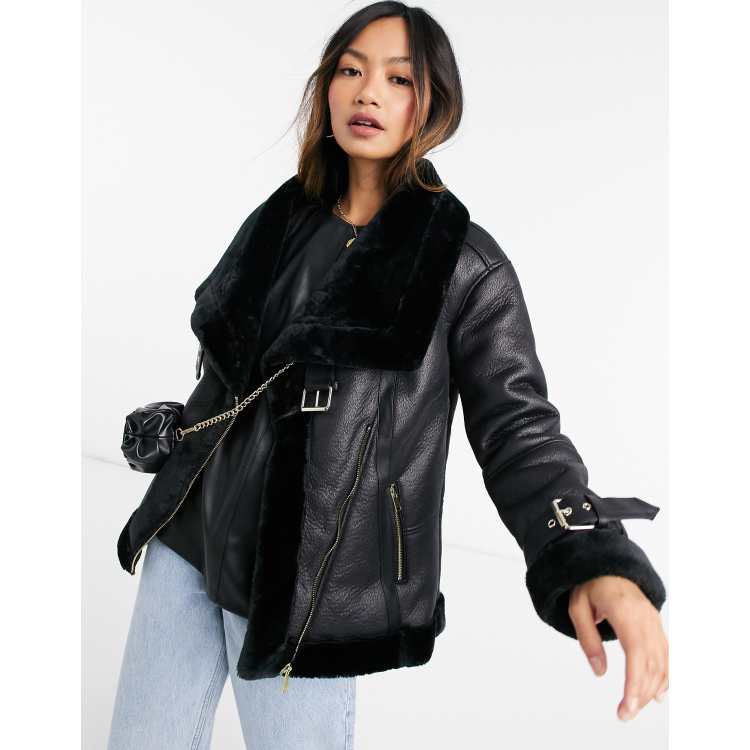 River island black store aviator jacket