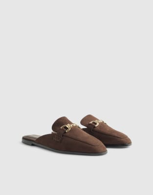  Faux suede backless loafers 
