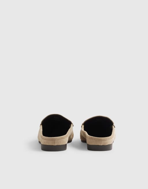 River Island Faux suede backless mule loafers in beige, 4 of 4