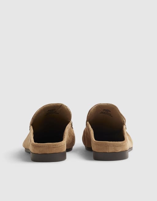 River Island Faux suede backless ruched loafers in beige , 2 of 4